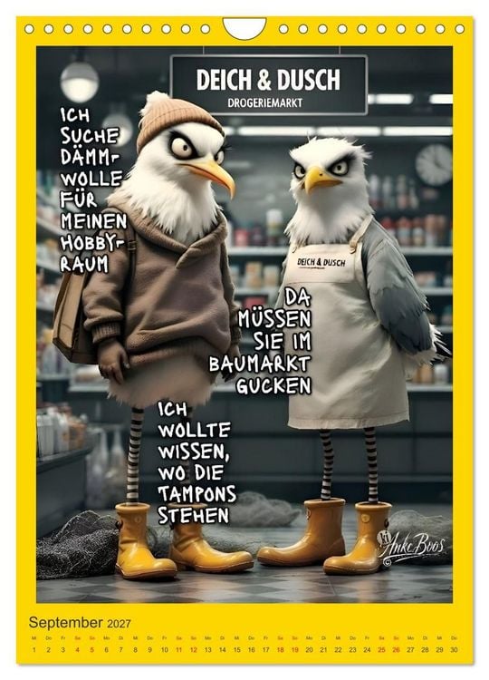 Produktbild: B&ouml;se M&ouml;wen - Kackkalender f&uuml;rs Klo (Wandkalender 2027 DIN A4 hoch), CALVENDO Monatskalender