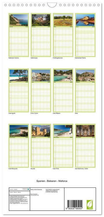 Produktbild: Familienplaner 2026 - Spanien - Balearen - Mallorca mit 5 Spalten (Wandkalender, 21 x 45 cm) CALVENDO