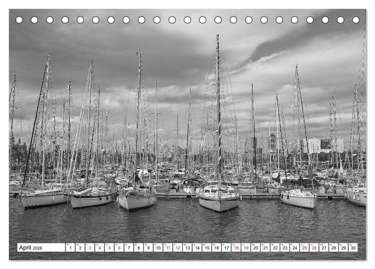 Produktbild: Barcelona Schwarz / Wei&szlig; Impressionen (Tischkalender 2026 DIN A5 quer), CALVENDO Monatskalender