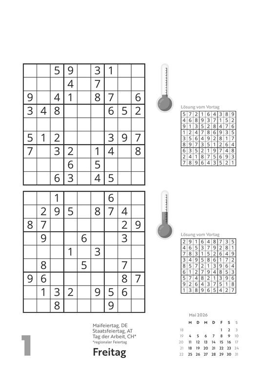 Produktbild: Das tägliche Sudoku 2026 - Tagesabreißkalender -14,8x21,0 - Rätselkalender - Knobelkalender