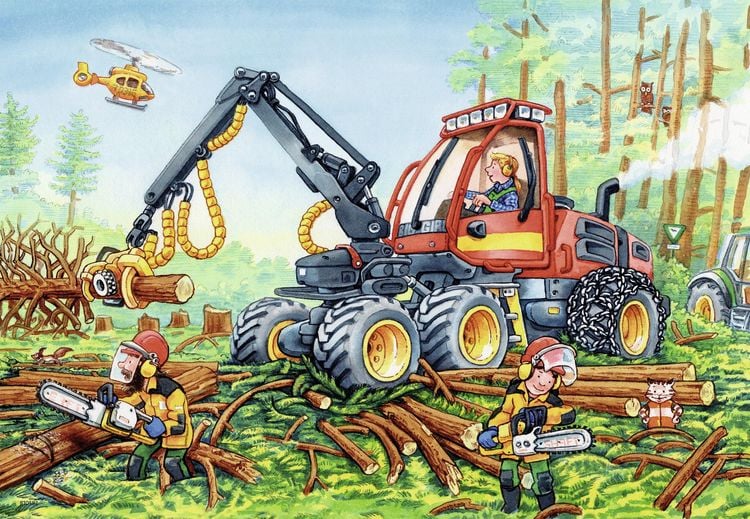 Puzzle Ravensburger Bagger und Waldtraktor 2 X 24 Teile
