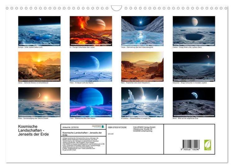 Produktbild: Kosmische Landschaften - Jenseits der Erde (Wandkalender 2026 DIN A3 quer), CALVENDO Monatskalender