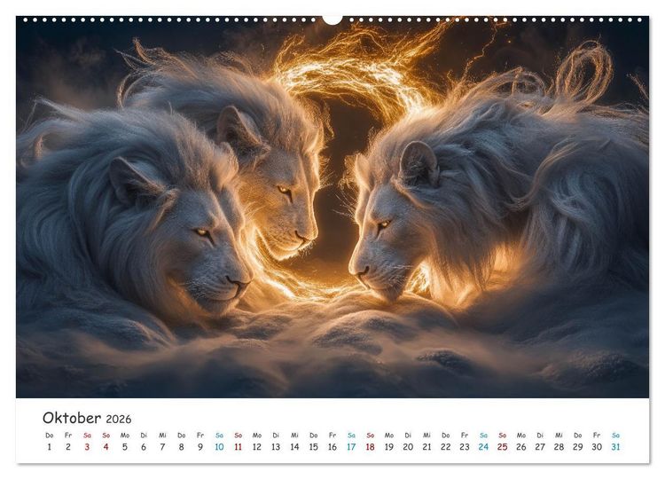 Produktbild: Die St&auml;rke der L&ouml;wenw&auml;chter (Wandkalender 2026 DIN A2 quer), CALVENDO Monatskalender