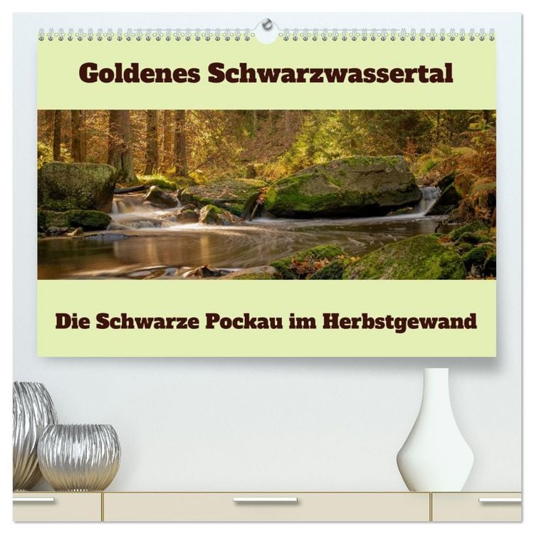 Produktbild: Die schwarze Pockau im Herbstgewand (hochwertiger Premium Wandkalender 2026 DIN A2 quer), Kunstdruck in Hochglanz