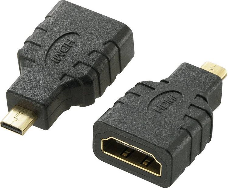 Produktbild: SpeaKa Professional SP-7870184 HDMI Adapter [1x HDMI-Stecker D Micro - 1x HDMI-Buchse] Schwarz vergoldete Steckkontakte, Audio Return Channel