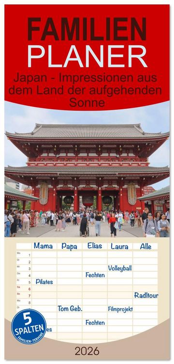 Produktbild: Familienplaner 2026 - Japan - Impressionen aus dem Land der aufgehenden Sonne mit 5 Spalten (Wandkalender, 21 x 45 cm) CALVENDO