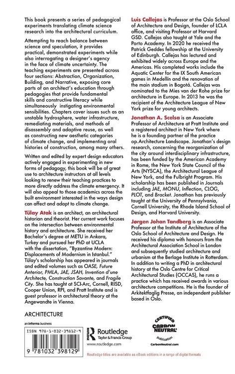 Produktbild: Pedagogical Experiments in Architecture for a Changing Climate
