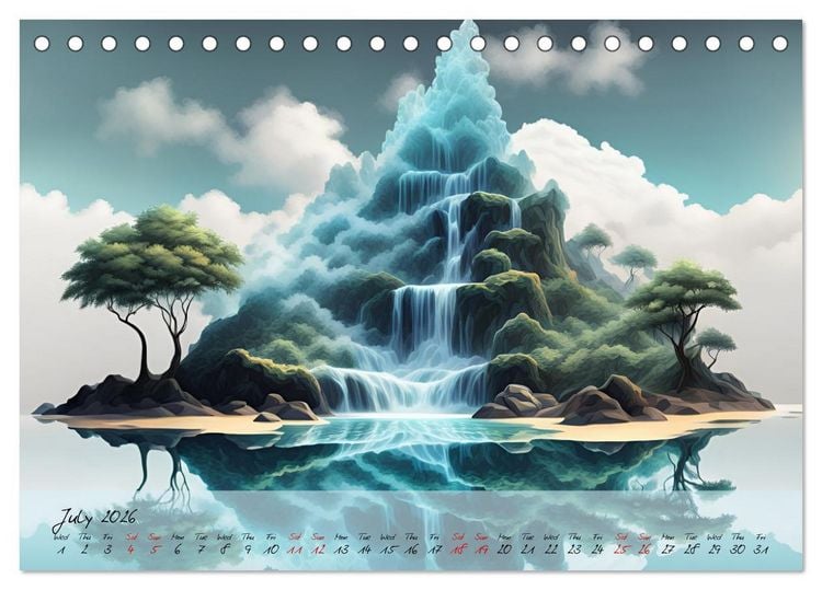 Produktbild: Enchanting waterfalls (Desk Calendar 2026 DIN A5 landscape), CALVENDO 12 Month DeskCalendar