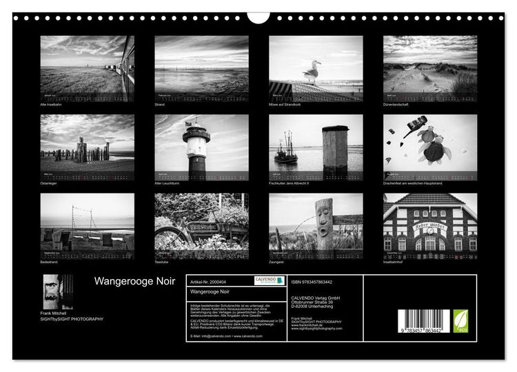 Produktbild: Wangerooge Noir (Wandkalender 2026 DIN A3 quer), CALVENDO Monatskalender