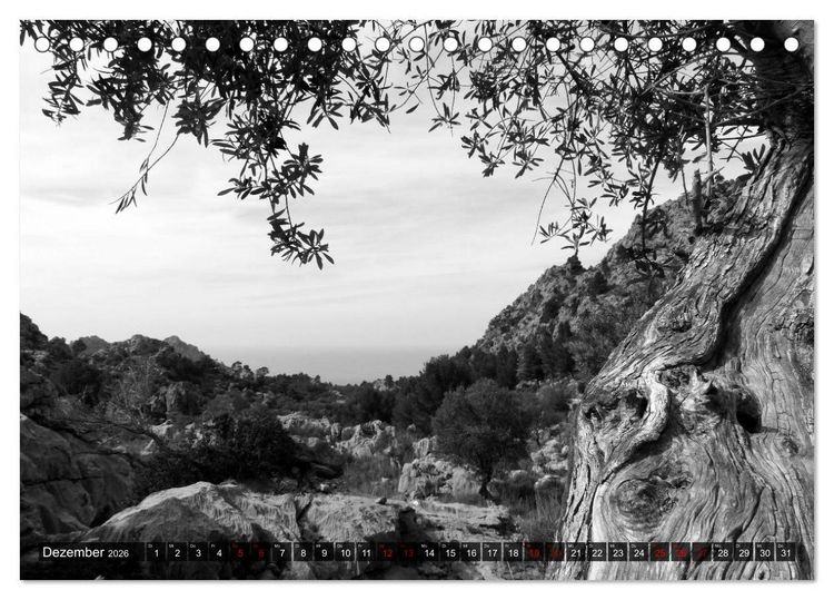 Produktbild: Mallorca monochrom (Tischkalender 2026 DIN A5 quer), CALVENDO Monatskalender