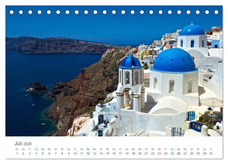 Produktbild: Santorin - Perle der Kykladen (Tischkalender 2026 DIN A5 quer), CALVENDO Monatskalender