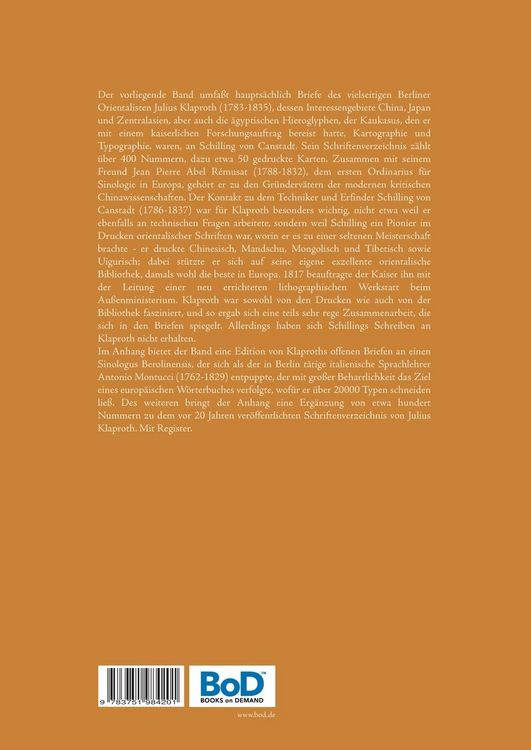 Produktbild: Julius Klaproths (1783-1835) Briefe an den Orientalisten und Erfinder Paul Ludwig Schilling von Canstadt (1786-1837)