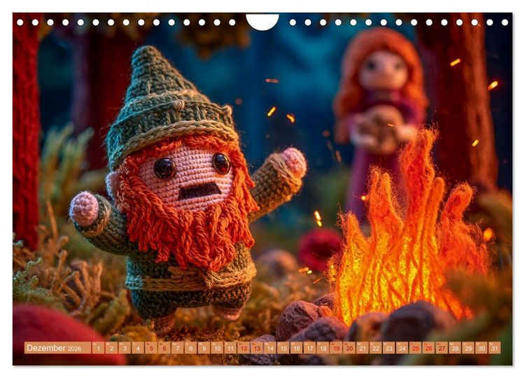 Produktbild: Amigurumi M&auml;rchenstunde nach den Gebr&uuml;dern Grimm (Wandkalender 2026 DIN A4 quer), CALVENDO Monatskalender