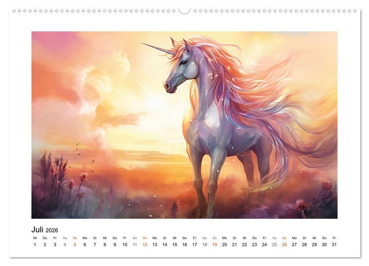Produktbild: Geliebte Einh&ouml;rner (Wandkalender 2026 DIN A2 quer), CALVENDO Monatskalender