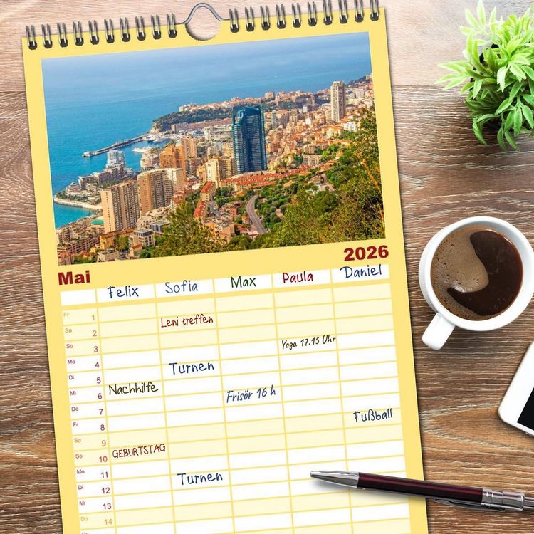 Produktbild: Familienplaner 2026 - Zauber der C&ocirc;te d'Azur mit 5 Spalten (Wandkalender, 21 x 45 cm) CALVENDO