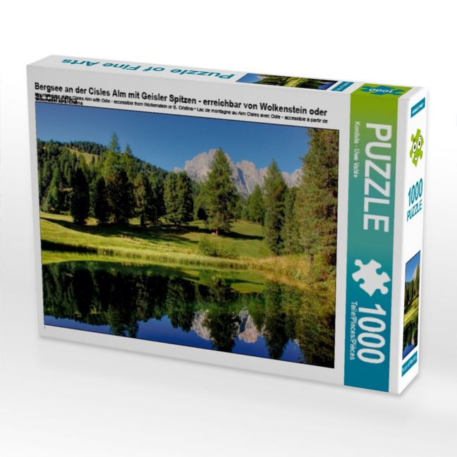 Produktbild: CALVENDO Puzzle Bergsee an der Cisles Alm mit Geisler Spitzen - erreichbar von Wolkenstein oder St. Christina | 1000 Teile Lege-Gr&ouml;&szlig;e 64x48cm Foto-Puzzle f&uuml;r gl&uuml;ckliche Stunden