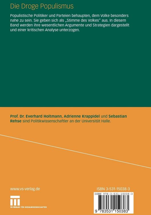 Produktbild: Die Droge Populismus