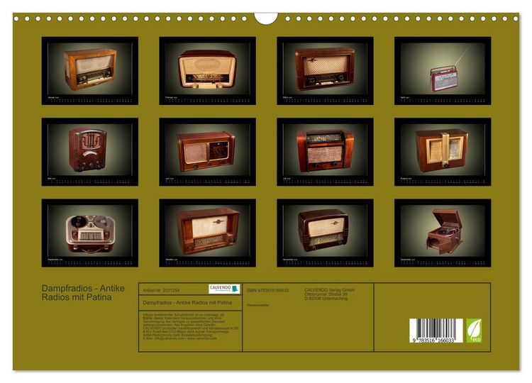 Produktbild: Dampfradios - Antike Radios mit Patina (Wandkalender 2026 DIN A3 quer), CALVENDO Monatskalender