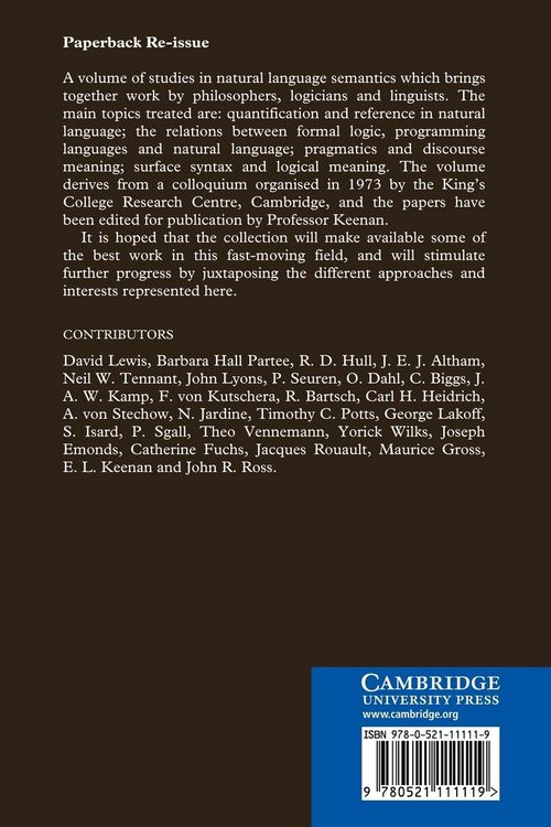 Produktbild: Formal Semantics of Natural Language