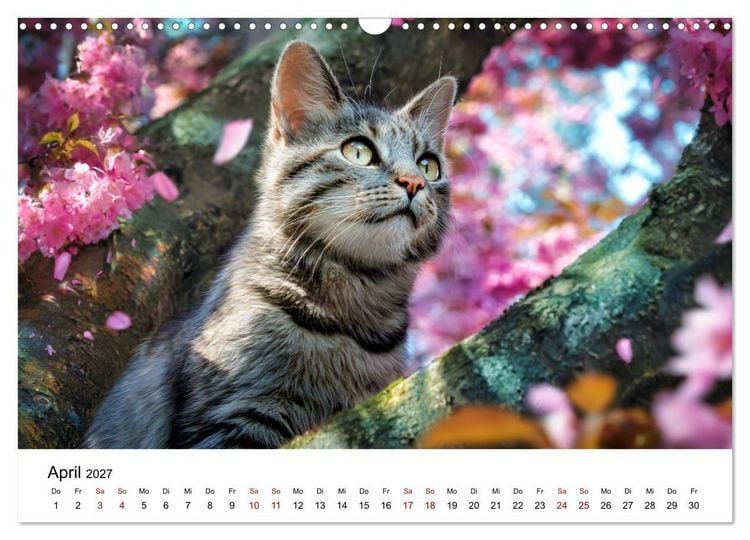 Produktbild: Schnurren & Streifen - Zw&ouml;lf Monate mit Tigerkatzen (Wandkalender 2027 DIN A3 quer), CALVENDO Monatskalender