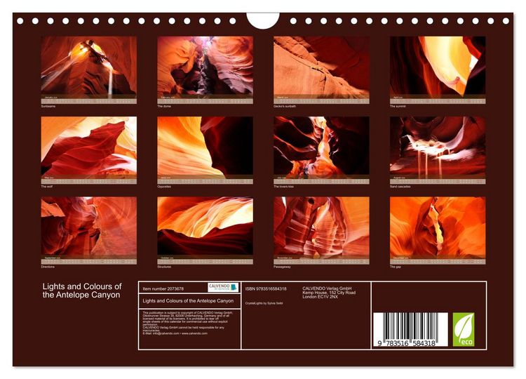 Produktbild: Lights and Colours of the Antelope Canyon (Wall Calendar 2026 DIN A4 landscape), CALVENDO 12 Month Wall Calendar