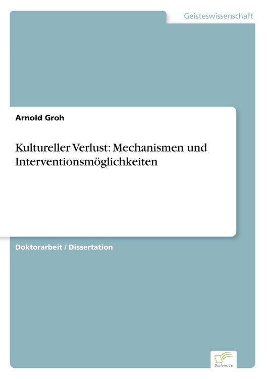Produktbild: Kultureller Verlust: Mechanismen und Interventionsm&ouml;glichkeiten