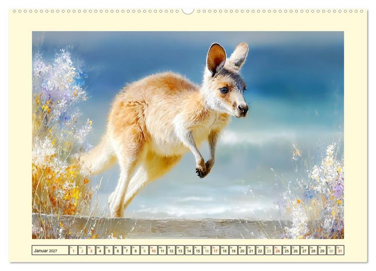 Produktbild: K&auml;ngurus. Spa&szlig; zwischen Sand, Wind und Wellen (hochwertiger Premium Wandkalender 2027 DIN A2 quer), Kunstdruck in Hochglanz
