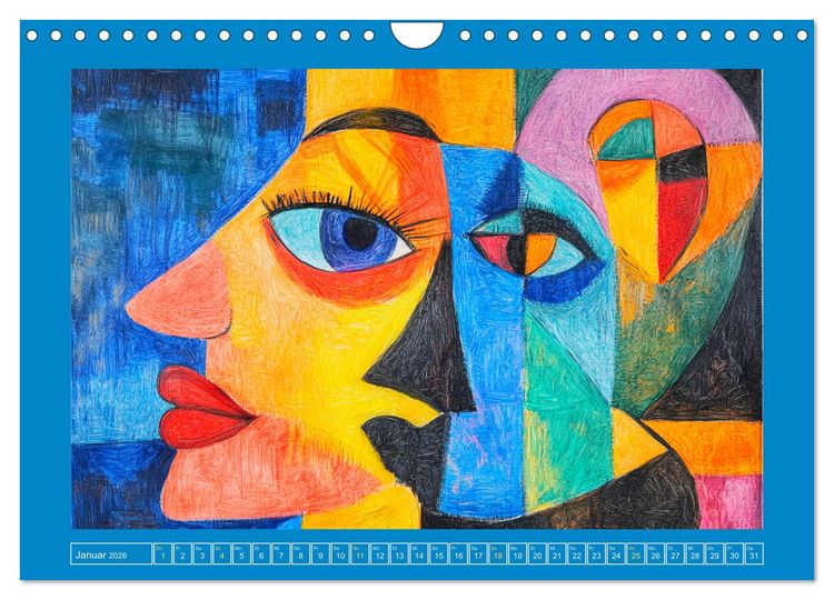 Produktbild: Liebe und Gl&uuml;ck. Abstrakte Kunst im &Ouml;lbilder-Stil (Wandkalender 2026 DIN A4 quer), CALVENDO Monatskalender