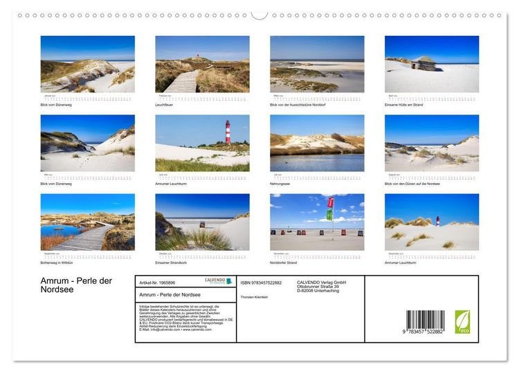 Produktbild: Amrum - Perle der Nordsee (hochwertiger Premium Wandkalender 2026 DIN A2 quer), Kunstdruck in Hochglanz