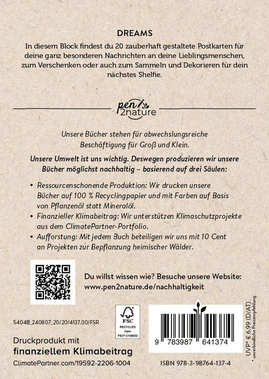 Produktbild: Postkartenblock Dreams