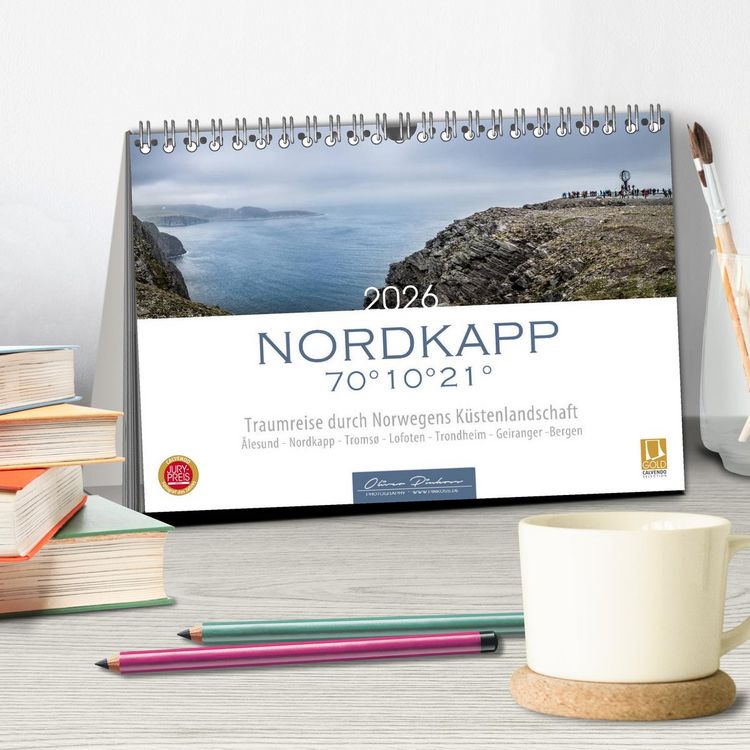 Produktbild: Nordkapp - Norwegens K&uuml;stenlandschaft (Tischkalender 2026 DIN A5 quer), CALVENDO Monatskalender