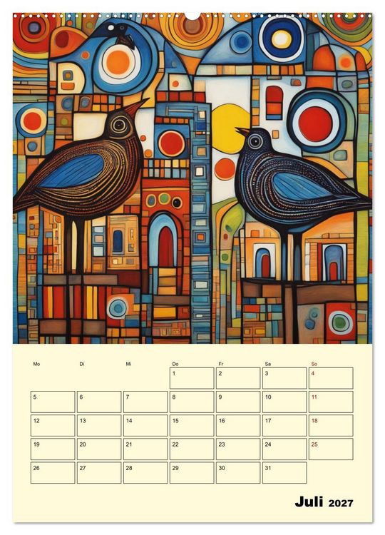 Produktbild: Farbenfrohe Tiermalerei (hochwertiger Premium Wandkalender 2027 DIN A2 hoch), Kunstdruck in Hochglanz
