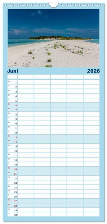 Produktbild: Familienplaner 2026 - Malediven &ndash; Das Paradies im Indischen Ozean III mit 5 Spalten (Wandkalender, 21 x 45 cm) CALVENDO