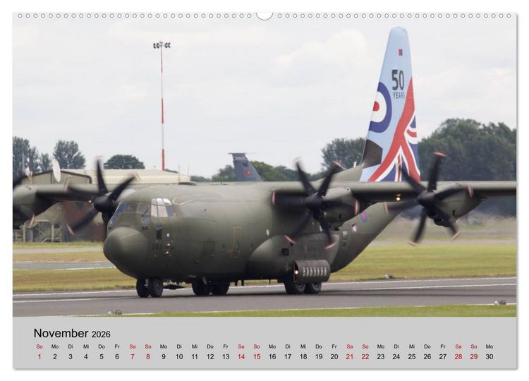 Produktbild: Transportflugzeug C-130 Hercules (hochwertiger Premium Wandkalender 2026 DIN A2 quer), Kunstdruck in Hochglanz