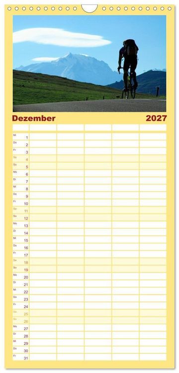 Produktbild: Familienplaner 2027 - Alpenp&auml;sse auf dem Rennrad "Himmlische Serpentinen" mit 5 Spalten (Wandkalender, 21 x 45 cm) CALVENDO