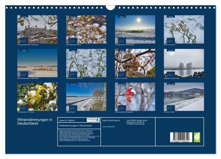 Produktbild: Winterstimmungen in Deutschland (Wandkalender 2026 DIN A3 quer), CALVENDO Monatskalender