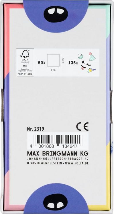 Produktbild: FOLIA DIY Legekarten blanko, 6x6cm, 60 Karten, 4-farbig gedruckt mit 136 Stickern