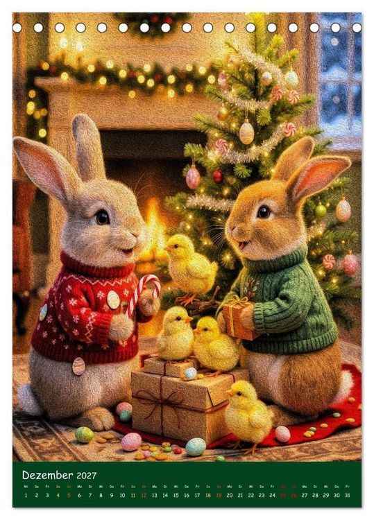 Produktbild: Osterhasen im Jahreskreis 12 Monate Hasenquatsch (Tischkalender 2027 DIN A5 hoch), CALVENDO Monatskalender