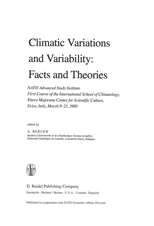 Produktbild: Climatic Variations and Variability: Facts and Theories