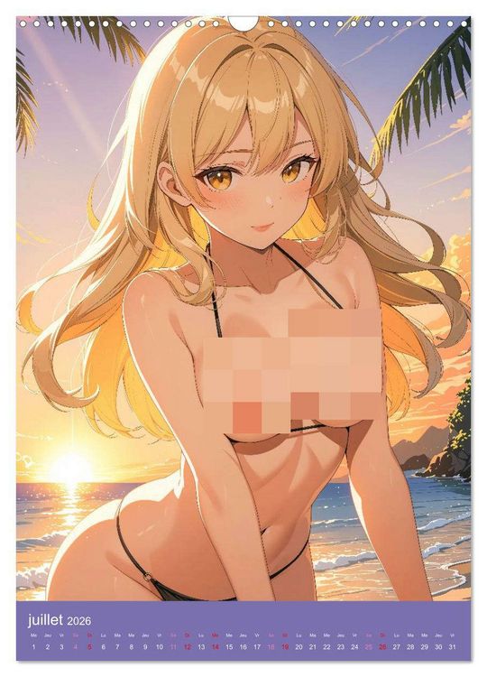Produktbild: MANGA SENSUEL - Beaut&eacute;s japonaises d&eacute;nud&eacute;es et s&eacute;duisantes (Calendrier mural 2026 DIN A3 horizontal), CALVENDO calendrier mensuel