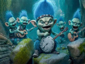 Produktbild: CALVENDO Puzzle Gruppe von Trollen mit blauem Haar | 1000 Teile Lege-Gr&ouml;&szlig;e 64x48cm Foto-Puzzle f&uuml;r gl&uuml;ckliche Stunden