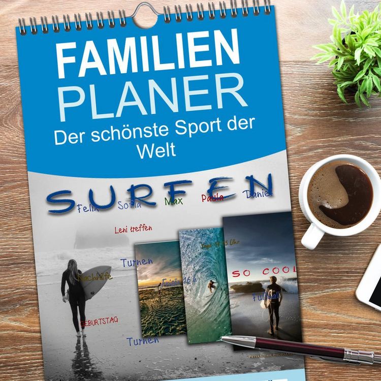Produktbild: Familienplaner 2026 - Surfen - so cool mit 5 Spalten (Wandkalender, 21 x 45 cm) CALVENDO