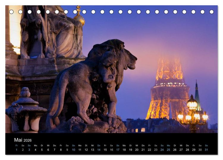 Produktbild: Paris bei Nacht 2026 (Tischkalender 2026 DIN A5 quer), CALVENDO Monatskalender