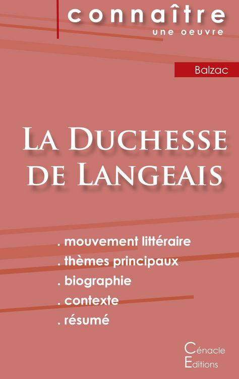 Produktbild: Fiche de lecture La Duchesse de Langeais de Balzac (Analyse litt&eacute;raire de r&eacute;f&eacute;rence et r&eacute;sum&eacute; complet)