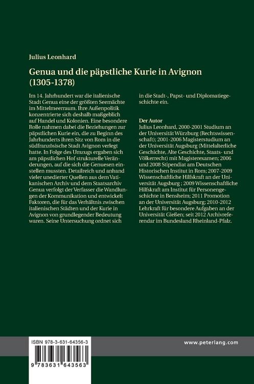 Produktbild: Genua und die p&auml;pstliche Kurie in Avignon (1305-1378)