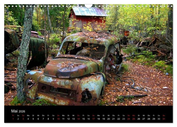 Produktbild: Schrottautos im Kyrk&ouml; Mosse (Wandkalender 2026 DIN A3 quer), CALVENDO Monatskalender
