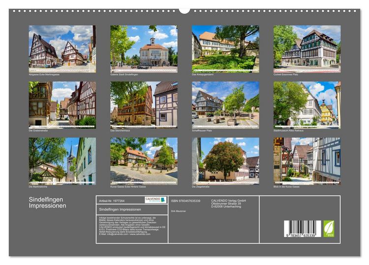 Produktbild: Sindelfingen Impressionen (Wandkalender 2026 DIN A2 quer), CALVENDO Monatskalender