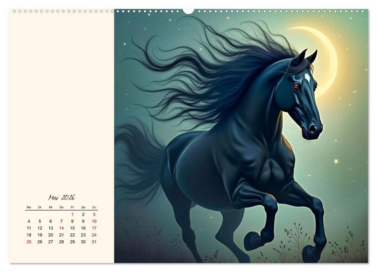 Produktbild: Fantasiewelten - Pferde (Wandkalender 2026 DIN A2 quer), CALVENDO Monatskalender