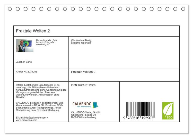Produktbild: Fraktale Welten 2 (Tischkalender 2026 DIN A5 quer), CALVENDO Monatskalender