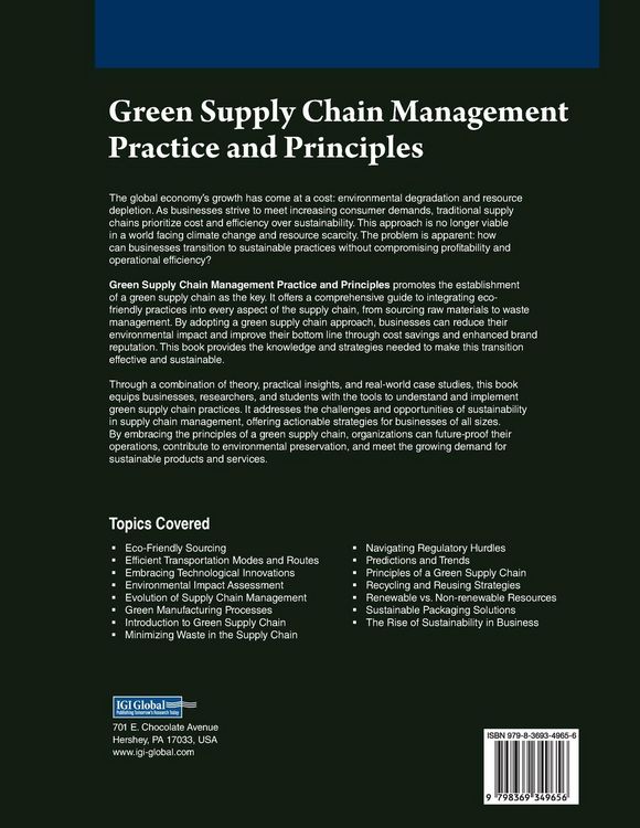 Produktbild: Green Supply Chain Management Practice and Principles
